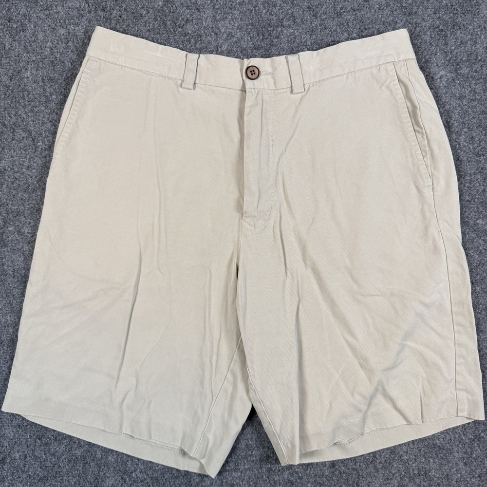 ✨ Tommy Bahama Mens Chino Shorts Size 32 Silk Cotton Beige Khaki Marlin Logo